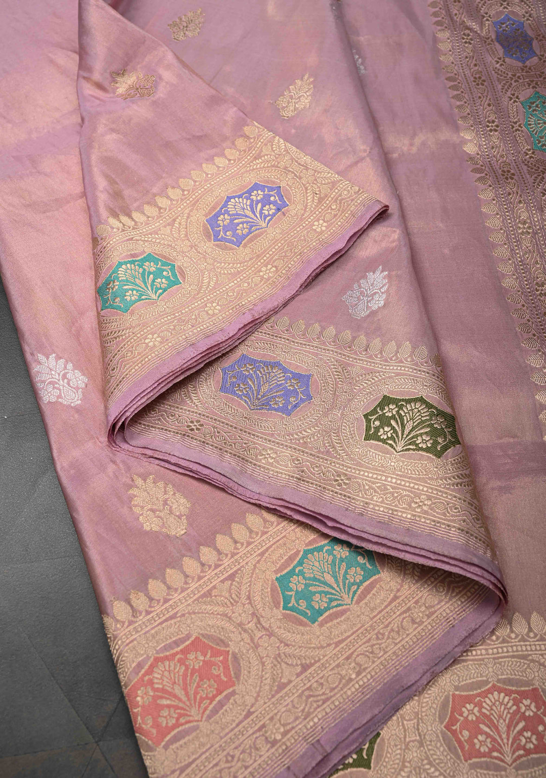 Pink Banarasi Tissue Katan Silk Saree with Sona Rupa and Meenakari Border | SILK MARK CERTIFIED