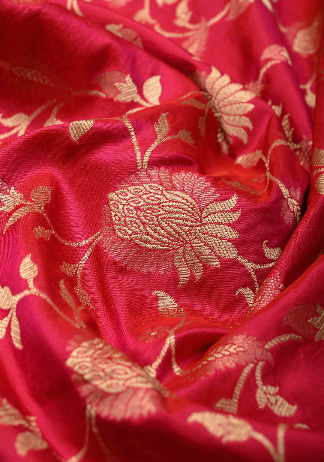Vibrant Hued Jharoka Pattern Floral brocade Halh and Half Pure Katan Silk saree with Zari borders | SILK MARK CERTIFIED