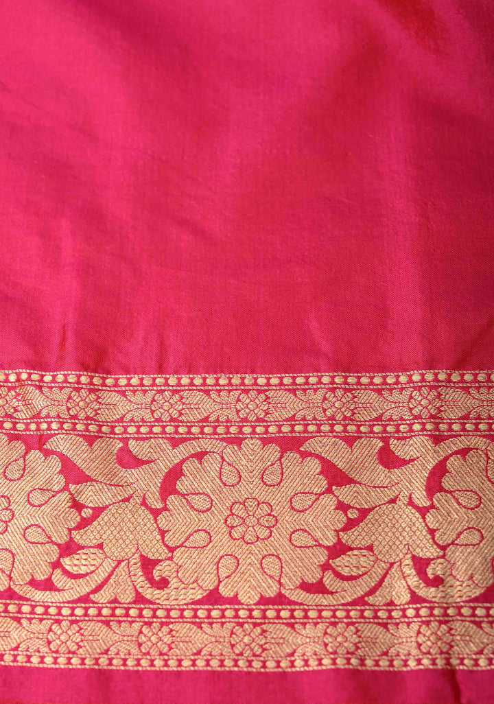 Banarasi Katan Silk Saree in Persian Rose with Chunri Buttis and Zari Border | SILK MARK CERTIFIED