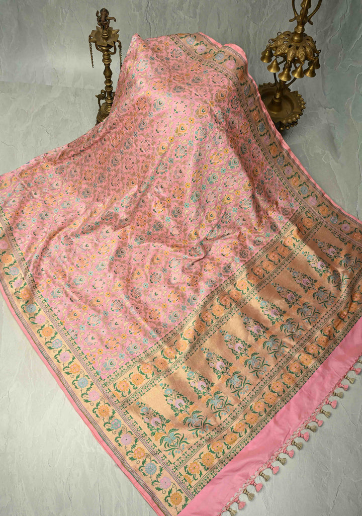 Pink Banarasi Meenakari Patola Design Saree in Pure Katan Silk with Intricate Pallu | SILK MARK CERTIFIED