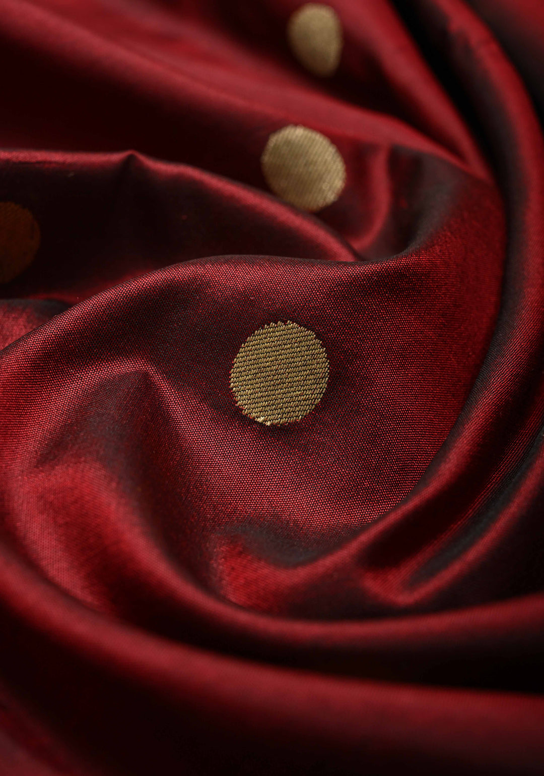 Deep Maroon Pure Banarasi Katan Silk Saree with Coin Buttas and Paithani Style Borders-Pallu | SILK MARK CERTIFIED