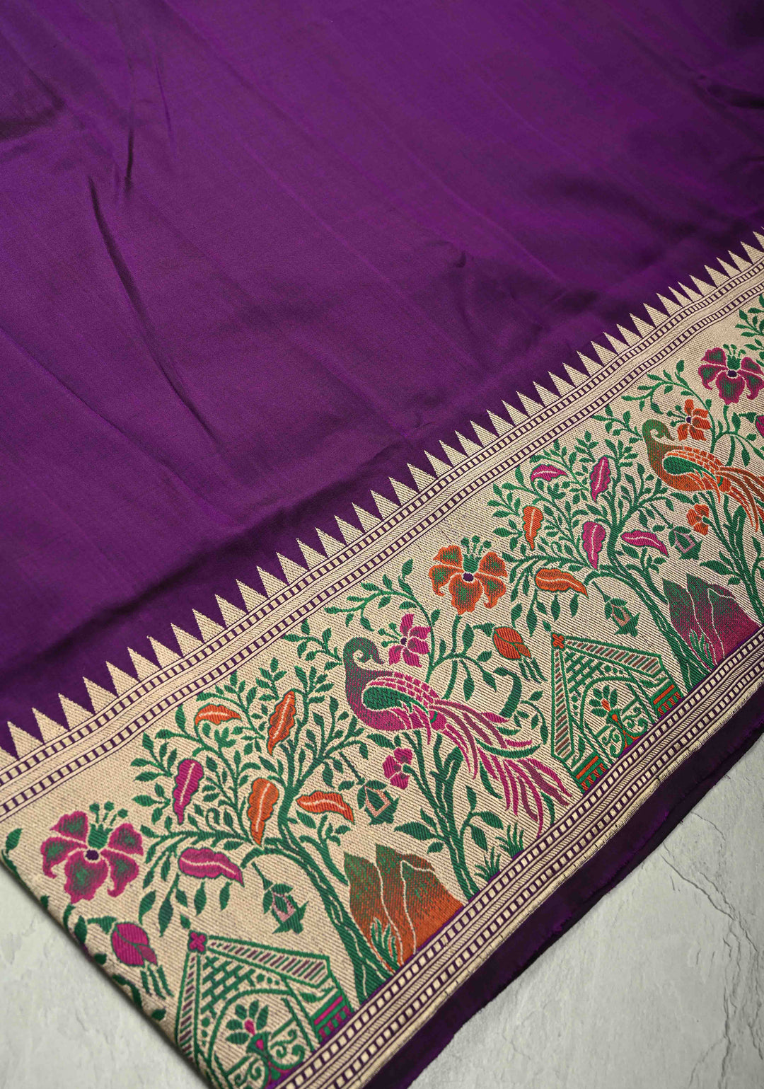 Jamuni Purple Pure Banarasi Katan Silk Saree with Paithani Style Borders and Pallu | SILK MARK CERTIFIED