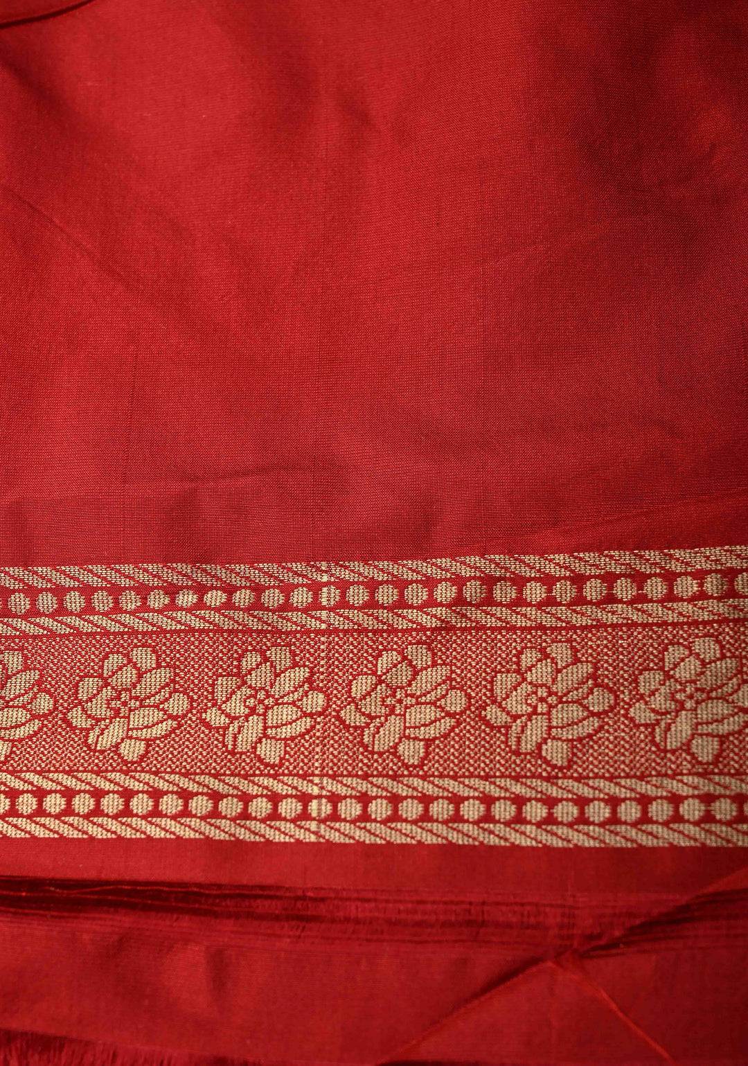 Shades of Red Banarasi Katan Silk Saree with Vine Zari Stripes and Zari Border | SILK MARK CERTIFIED