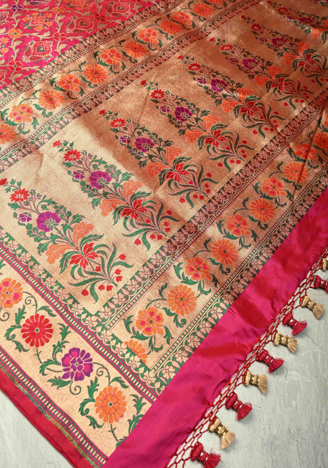 Exquisite Hot Pink Banarasi Meenakari Patola Design Saree in Pure Katan Silk with Intricate Pallu | SILK MARK CERTIFIED