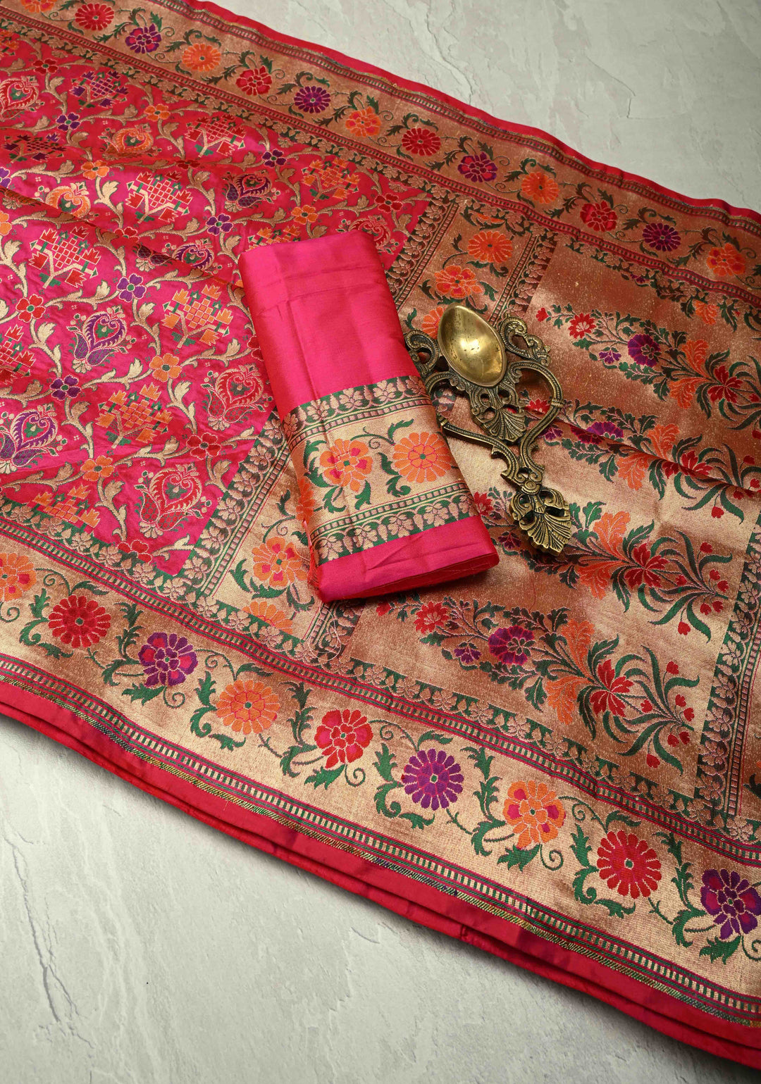 Exquisite Hot Pink Banarasi Meenakari Patola Design Saree in Pure Katan Silk with Intricate Pallu | SILK MARK CERTIFIED