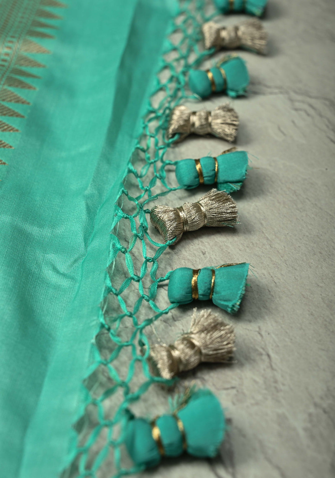 Seafoam Green Pure Banarasi Katan Silk Saree with Paithani Style Borders and Pallu | SILK MARK CERTIFIED