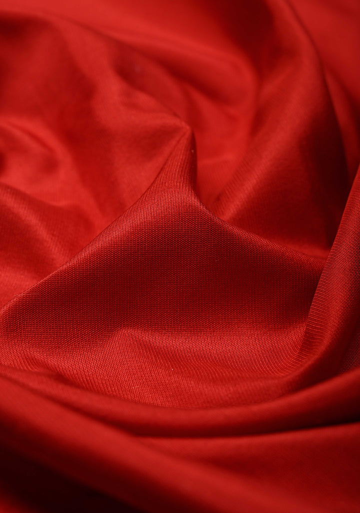 Blood Red Banarasi Katan Silk Saree with and Ganga Ghat Temple Zari Border | SILK MARK CERTIFIED