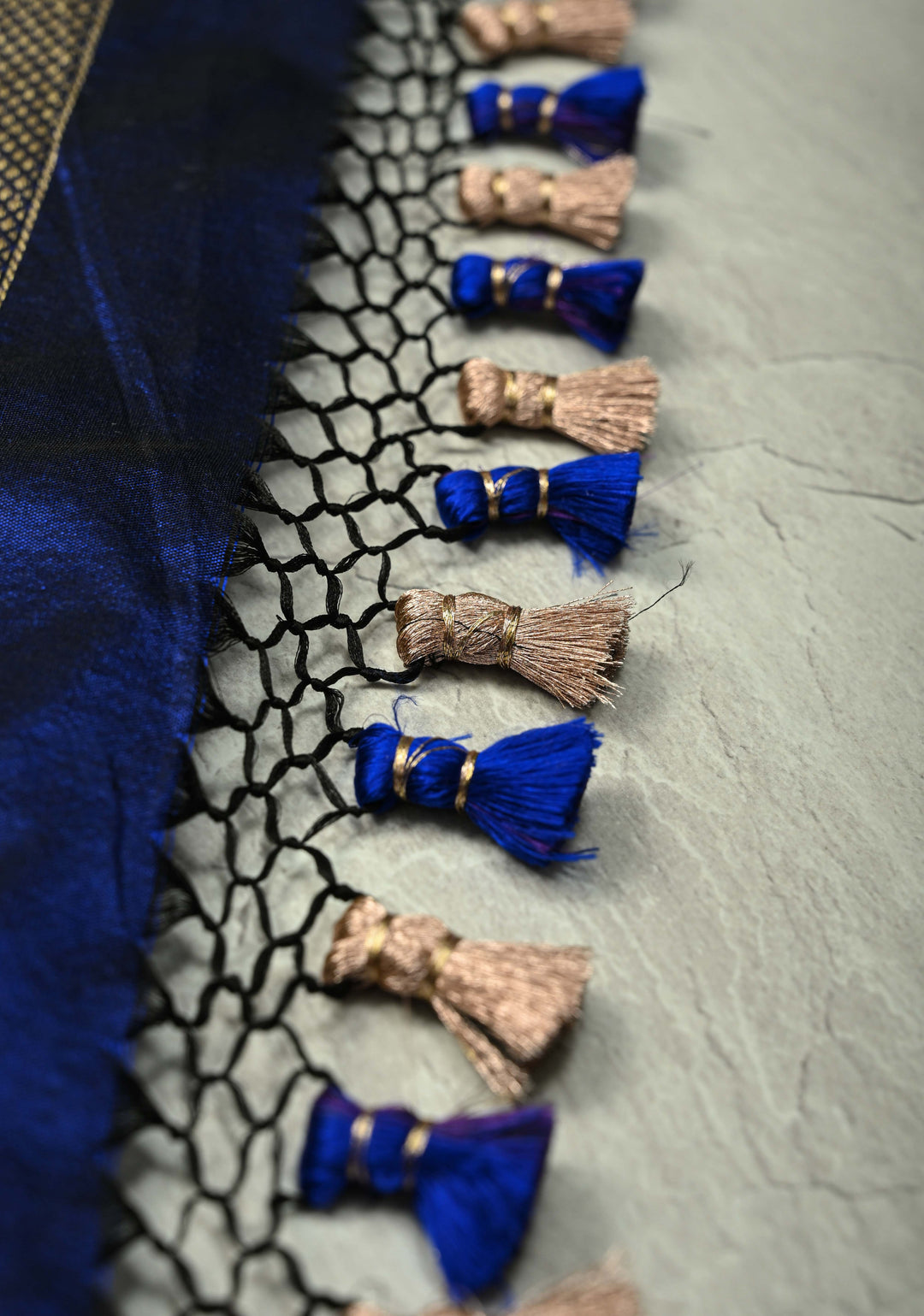 Shades of Blue Rangkaat Style Banarasi Katan Silk Saree and Persian Floral Brocade and Scallop Zari Border | SILK MARK CERTIFIED