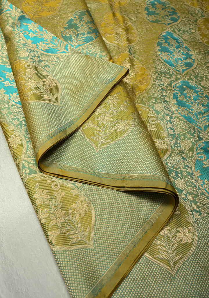 Multicolor Rangkaat Style Banarasi Katan Silk Saree and Persian Floral Brocade and Zari Border | SILK MARK CERTIFIED