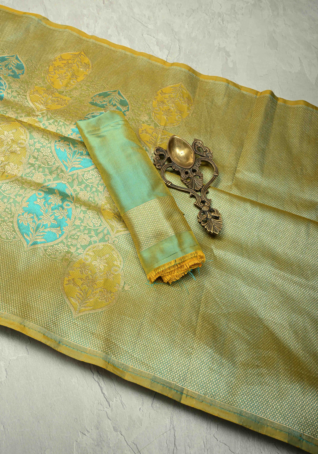 Multicolor Rangkaat Style Banarasi Katan Silk Saree and Persian Floral Brocade and Zari Border | SILK MARK CERTIFIED