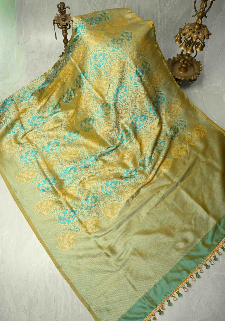 Multicolor Rangkaat Style Banarasi Katan Silk Saree and Persian Floral Brocade and Zari Border | SILK MARK CERTIFIED