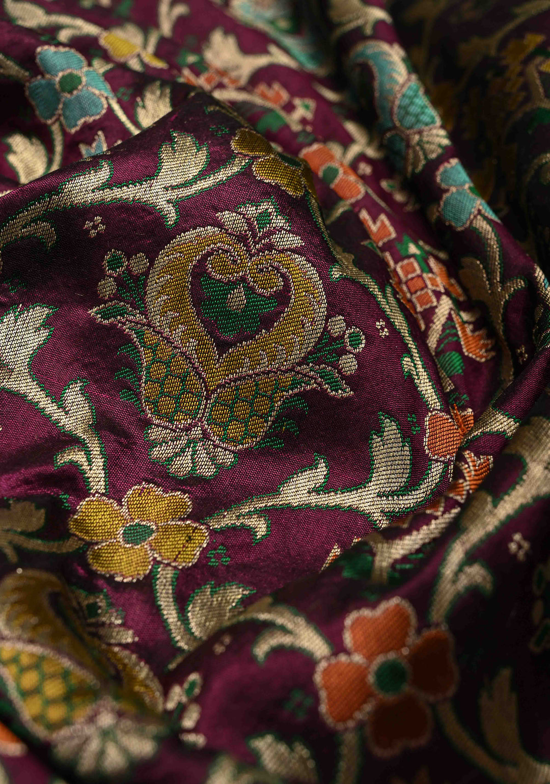 Exquisite Dark Wine Banarasi Katan Silk Saree with Patola Meenakari Paithani Border and Pallu | SILK MARK CERTIFIED | SHOBITAM