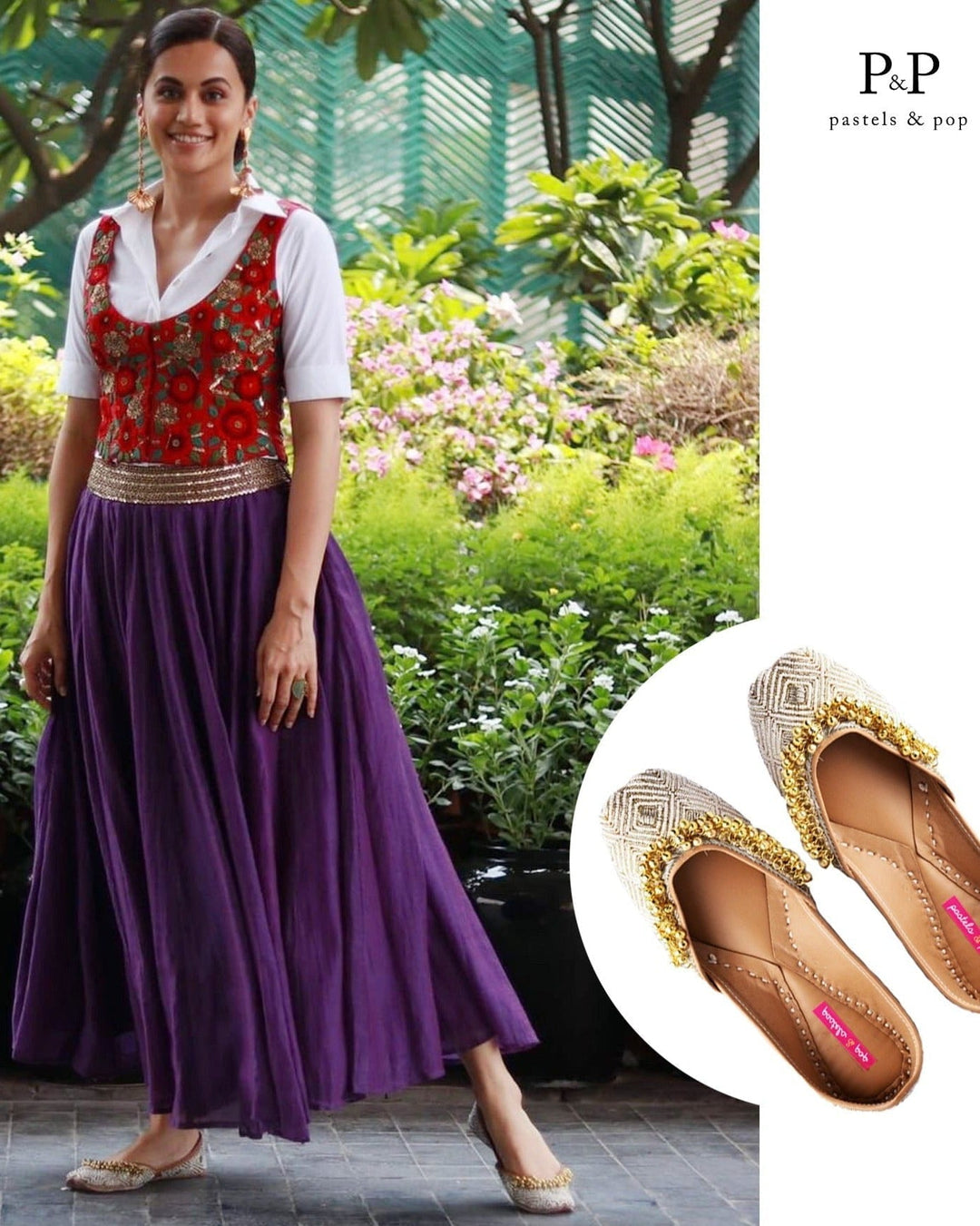 FIRST LOVE White Geometric Beaded Punjabi Juttis