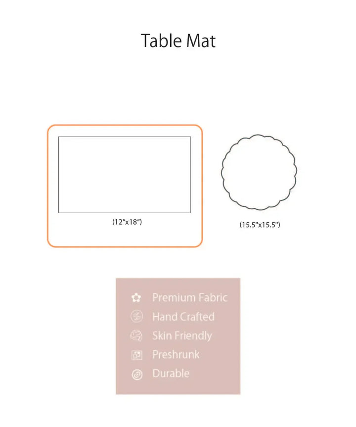 Set of 6 pcs Navy Hand Block Printed Cotton Canvas Table Mats