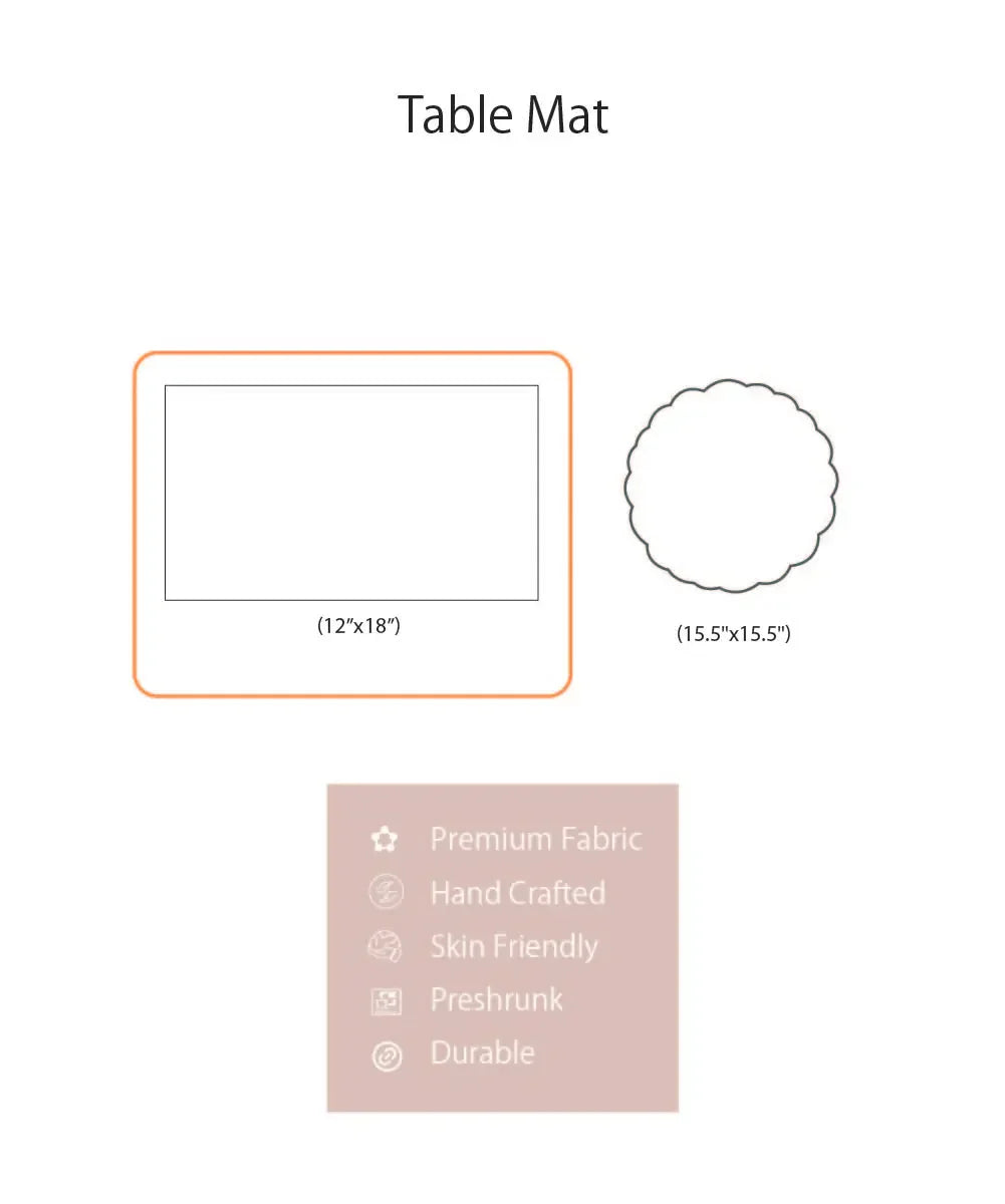 Set of 6 Navy Cotton Canvas Hand Block Printed Table Mats | SHOBITAM