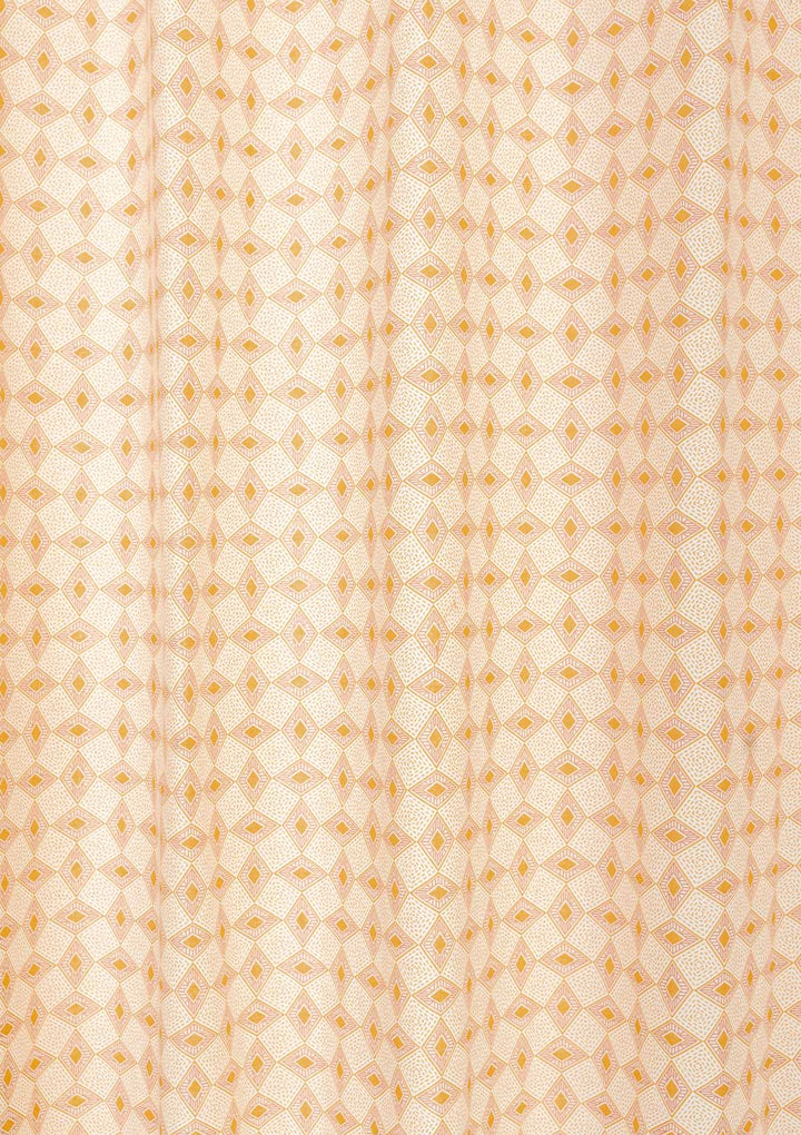 Terrazo 100% cotton geometric curtain for living room - Light Reduction - Mustard - Single - Single Piece | SHOBITAM