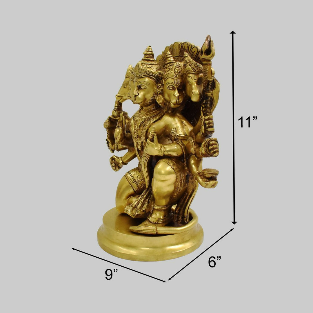 BRASS PANCHAMUKHI HANUMAN IDOL 11*9*6 | SHOBITAM