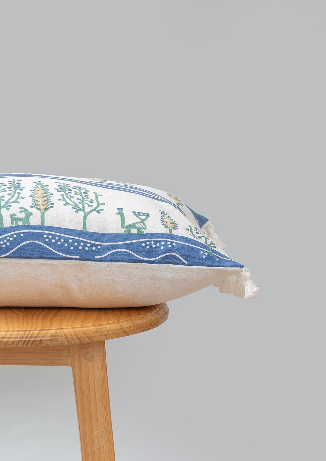 Timberland Indigo Geometric Cushion Cover – 100% Cotton 12" x 20" | SHOBITAM