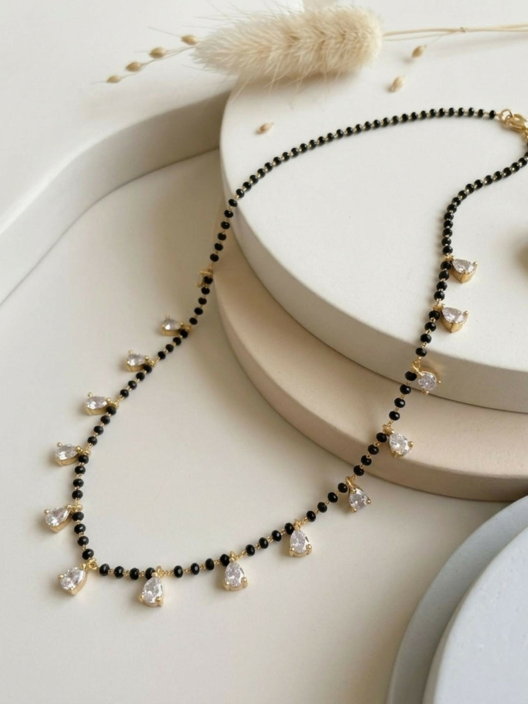 Gold Plated Diamond Drops Mangalsutra | SHOBITAM