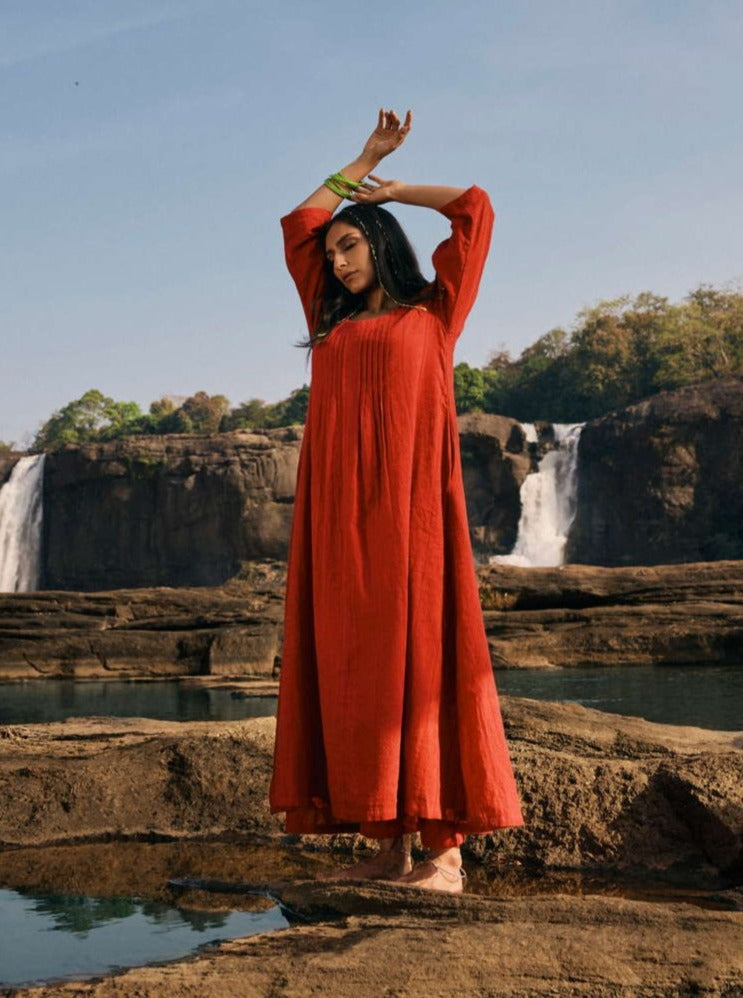 Carrot Cotton Dobby Kurta Pant Set | SHOBITAM