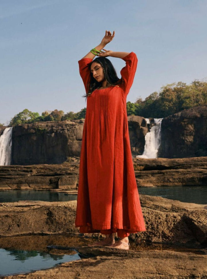 Carrot Cotton Dobby Kurta Pant Set | SHOBITAM