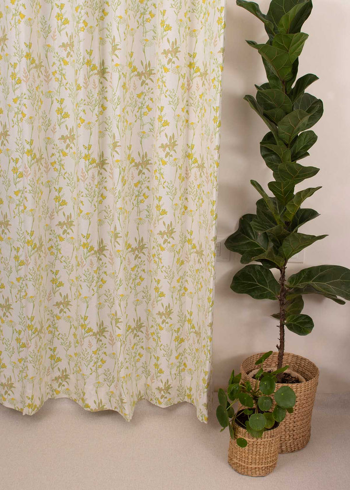 Tulip Garden 100% cotton floral curtain for kids room, living room & bed room - Light Reduction - Single Piece | SHOBITAM