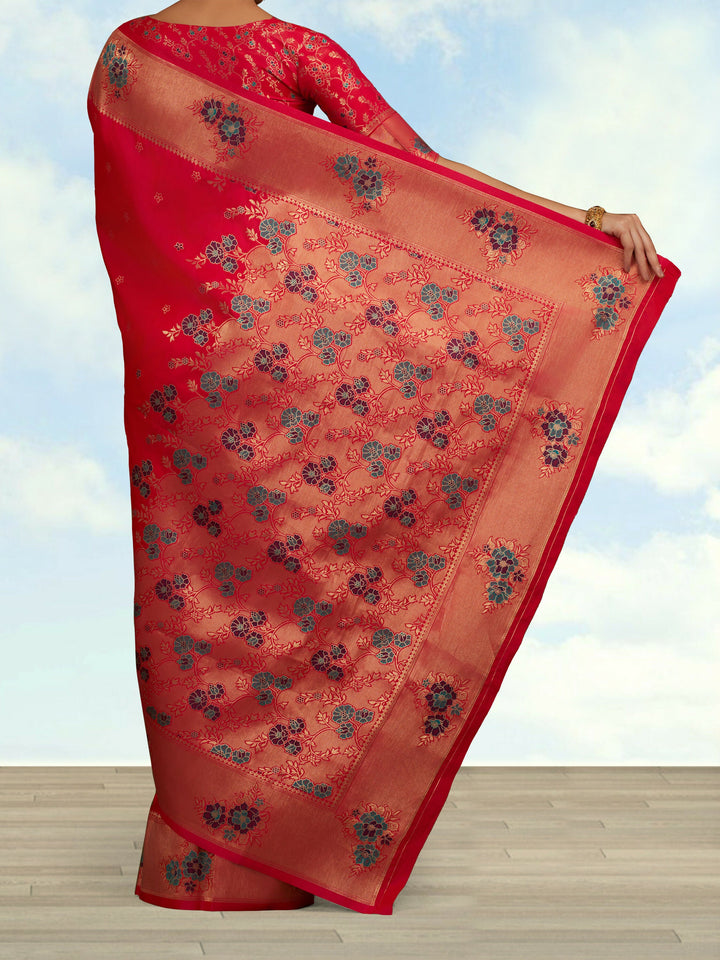Pink Woven Silk Blend Saree | SHOBITAM