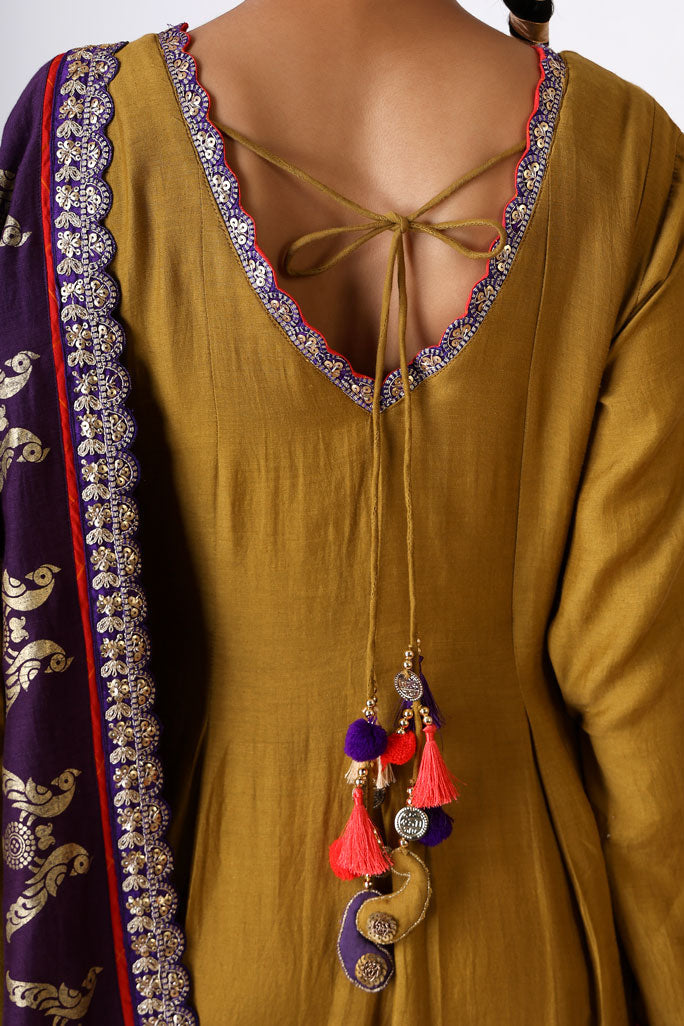Sambandh Olive anarkali dress | SHOBITAM