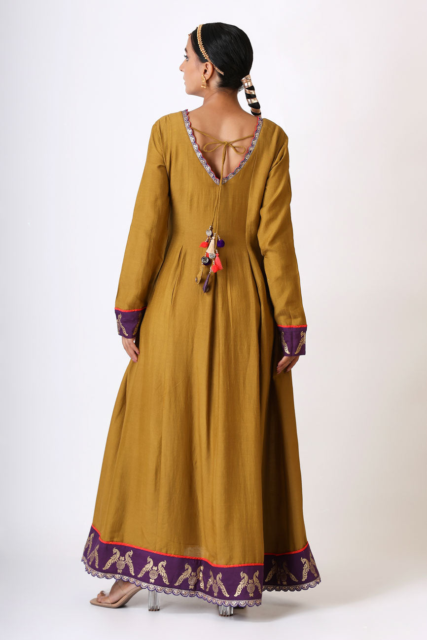 Sambandh Olive anarkali dress | SHOBITAM