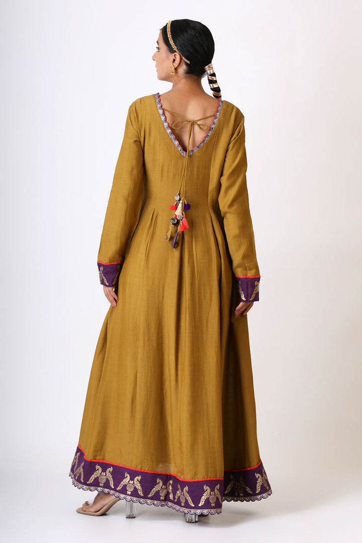 Sambandh Olive anarkali dress | SHOBITAM