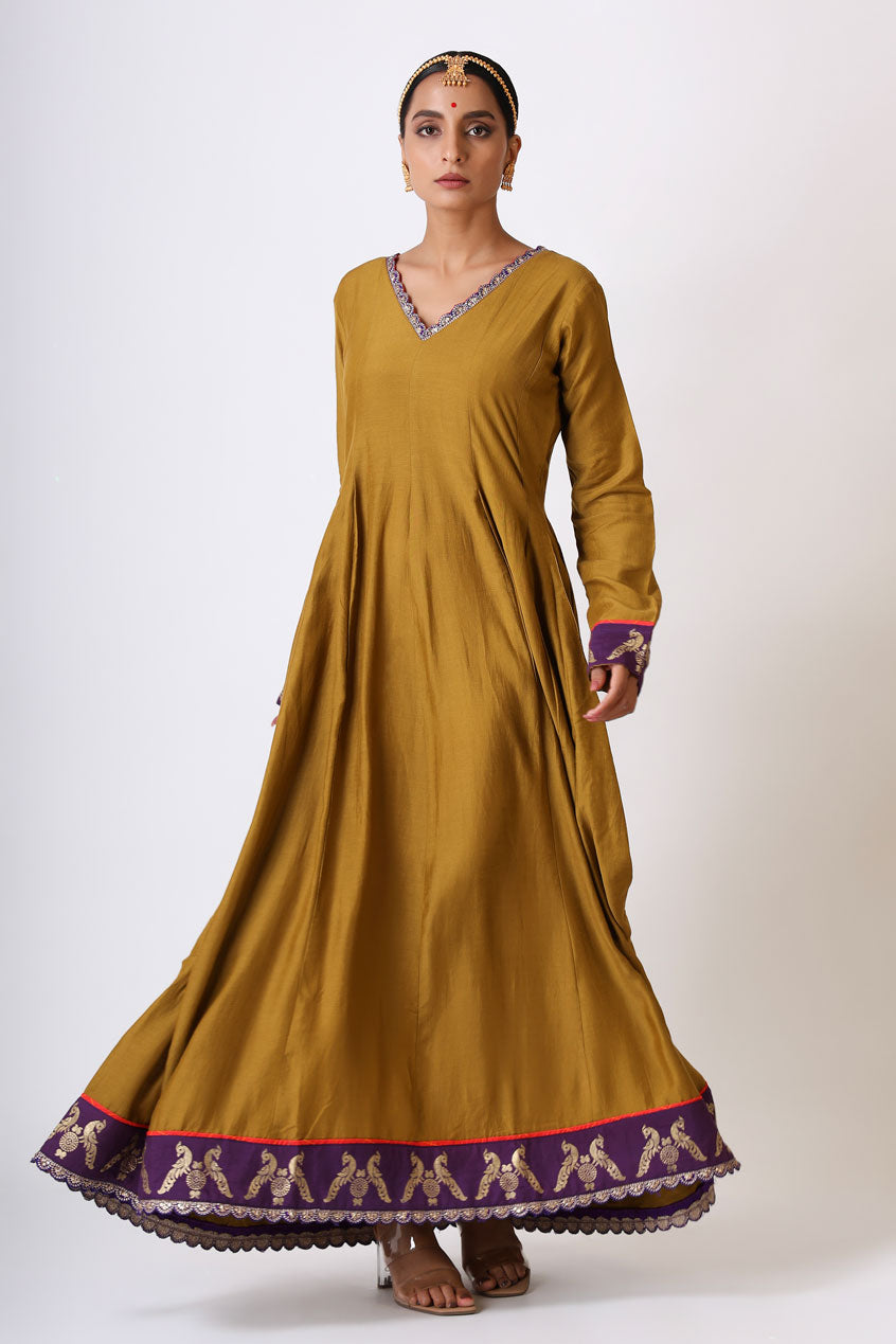 Sambandh Olive anarkali dress | SHOBITAM