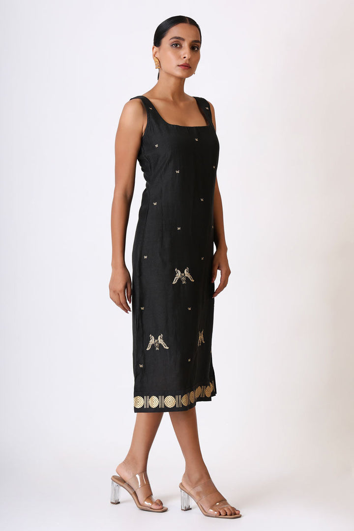 LITTLE BLACK EMBROIDERED MAYIL DRESS | SHOBITAM