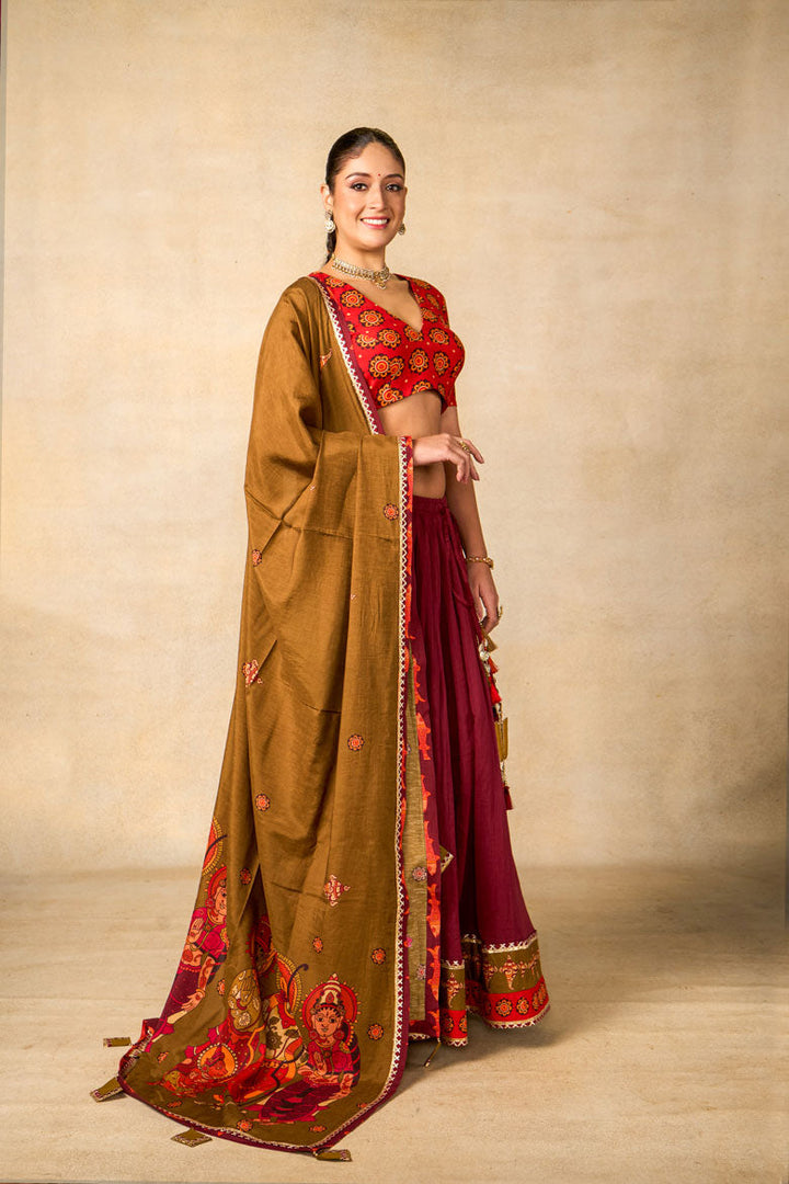 Sita Ram Anant olive dupatta | SHOBITAM