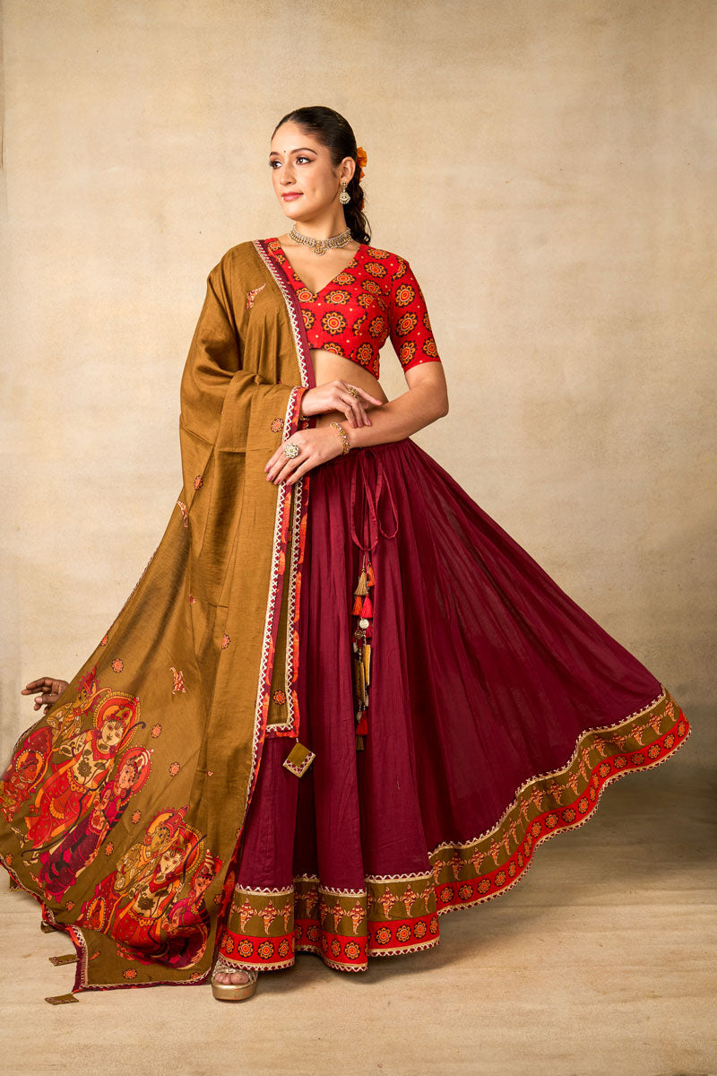 Sita Ram Anant olive dupatta | SHOBITAM
