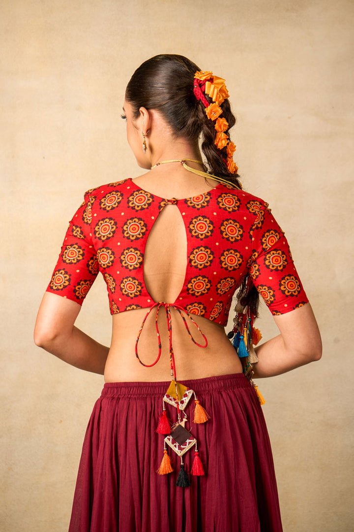 Ram Charit maroon lehenga set (SET OF 3) | SHOBITAM
