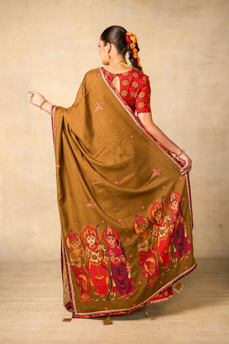 Sita Ram Anant olive dupatta | SHOBITAM