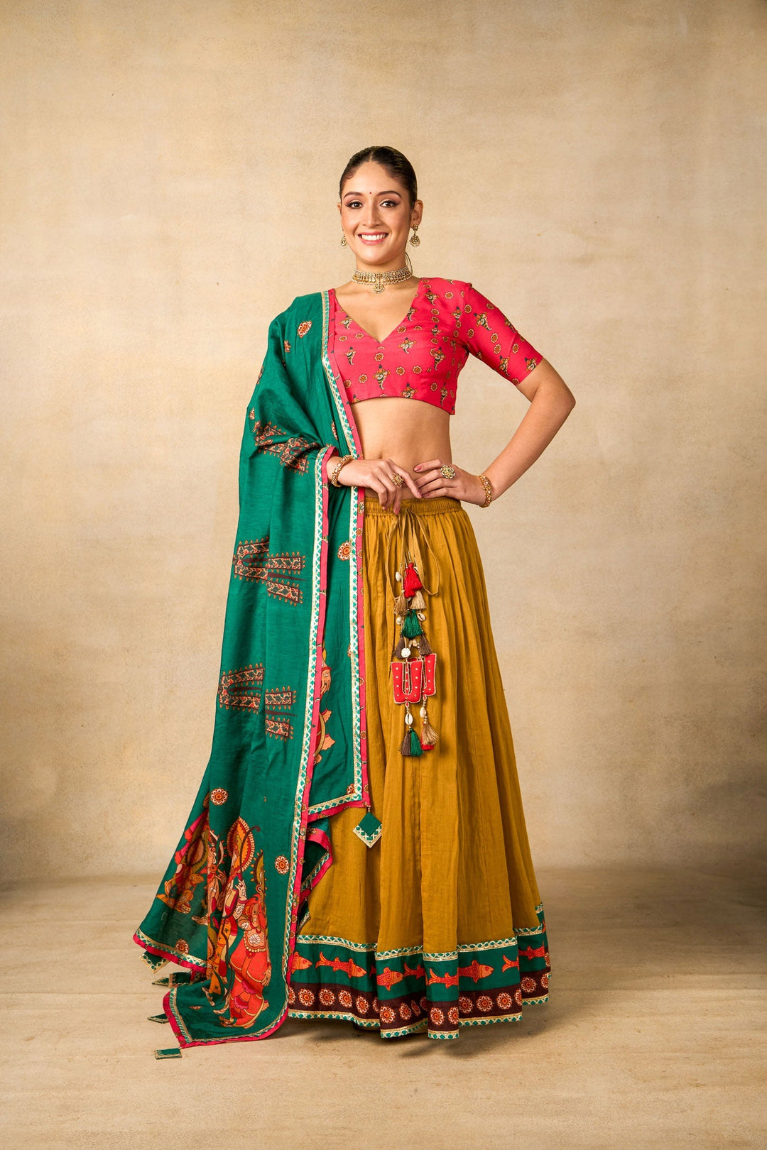 Ram Charit olive Lehenga set (SET OF 3) | SHOBITAM
