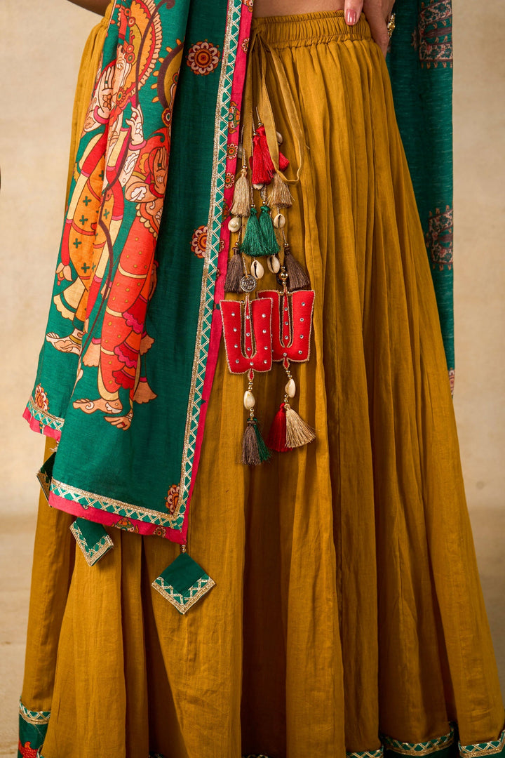 Ram Charit olive Lehenga set (SET OF 3) | SHOBITAM