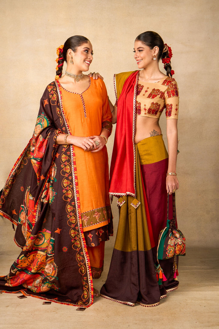 Sita Ram Anant coffee dupatta | SHOBITAM