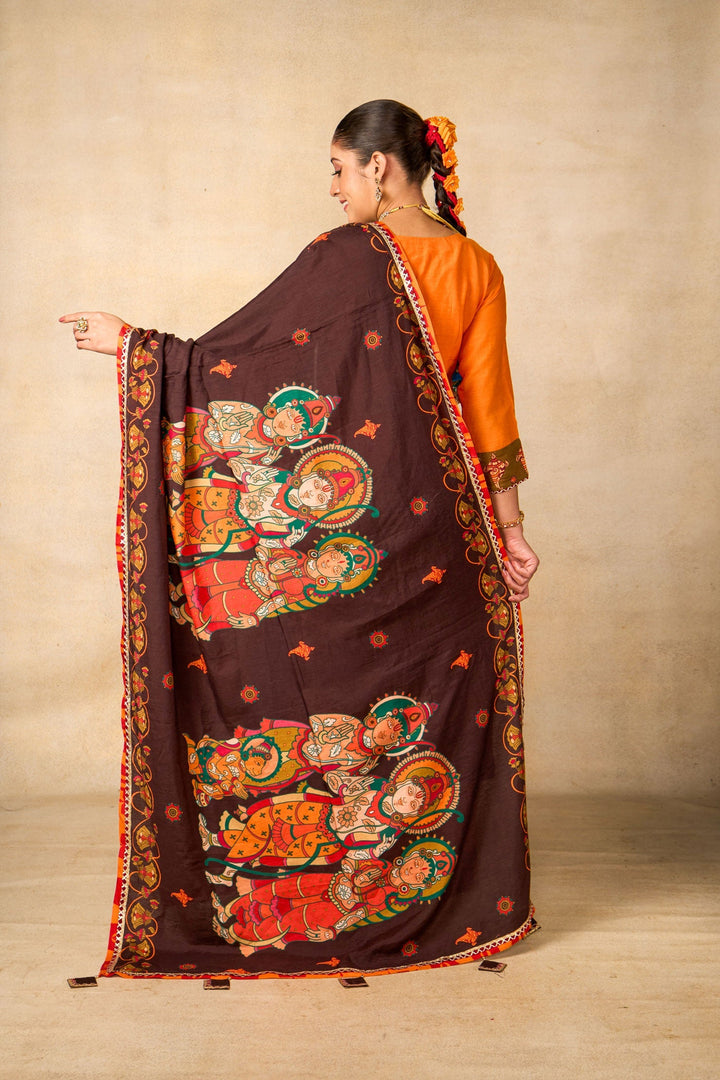 Sita Ram Anant coffee dupatta | SHOBITAM