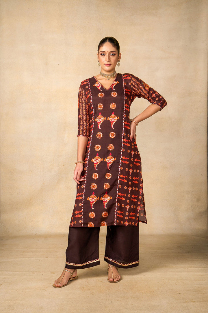 Samudra sutra coffee set of 2 ( kurta + palazzo ) | SHOBITAM