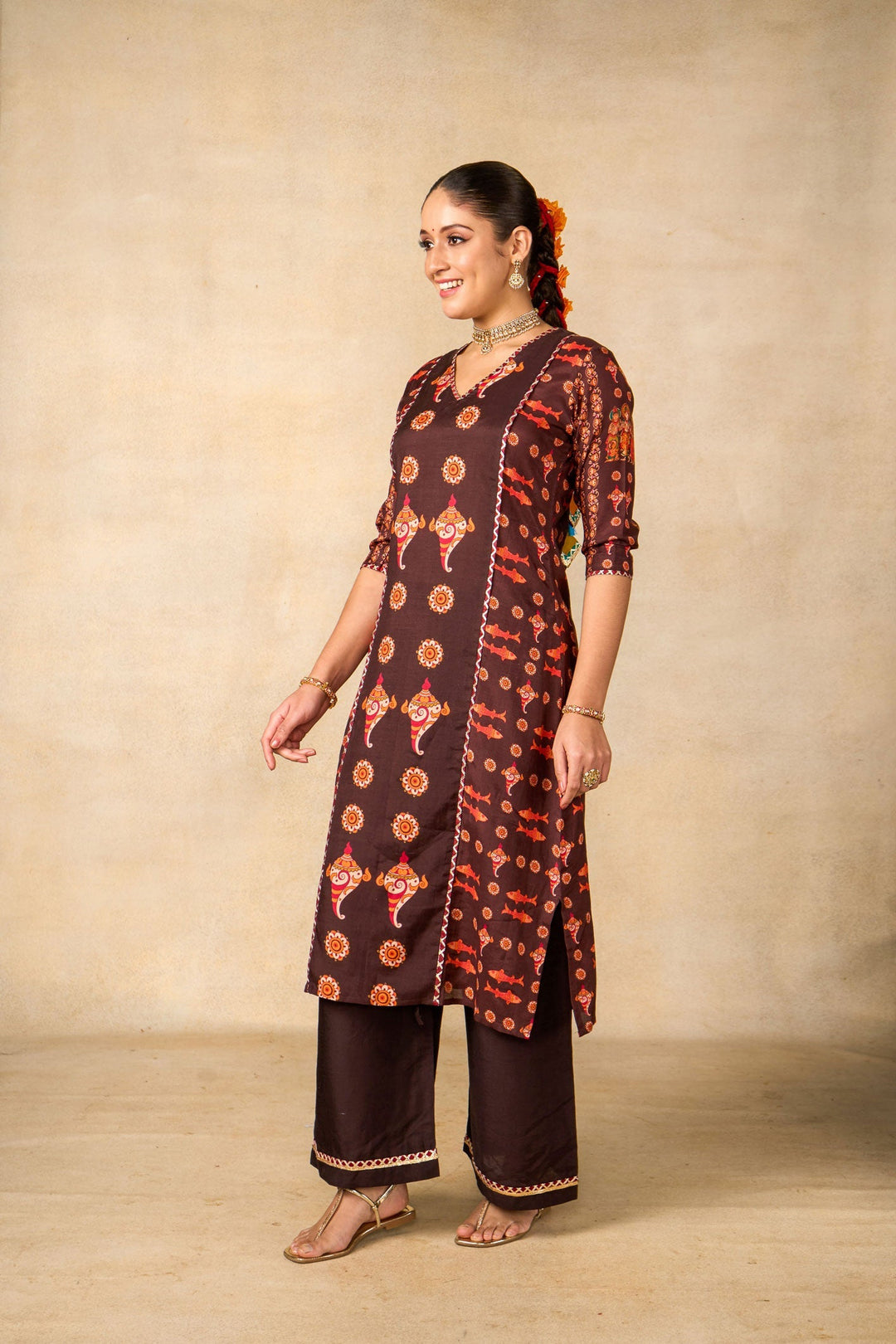 Samudra sutra coffee set of 2 ( kurta + palazzo ) | SHOBITAM