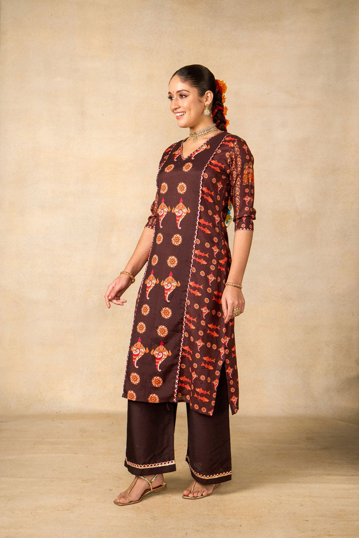 Samudra sutra coffee set of 2 ( kurta + palazzo ) | SHOBITAM