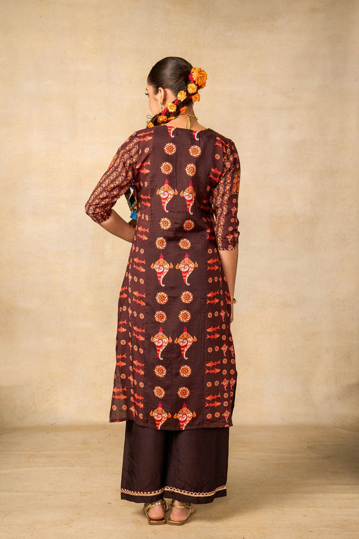 Samudra sutra coffee set of 2 ( kurta + palazzo ) | SHOBITAM