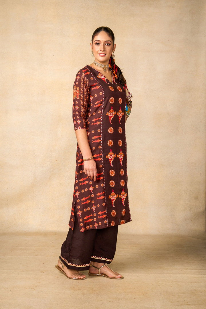 Samudra sutra coffee set of 2 ( kurta + palazzo ) | SHOBITAM
