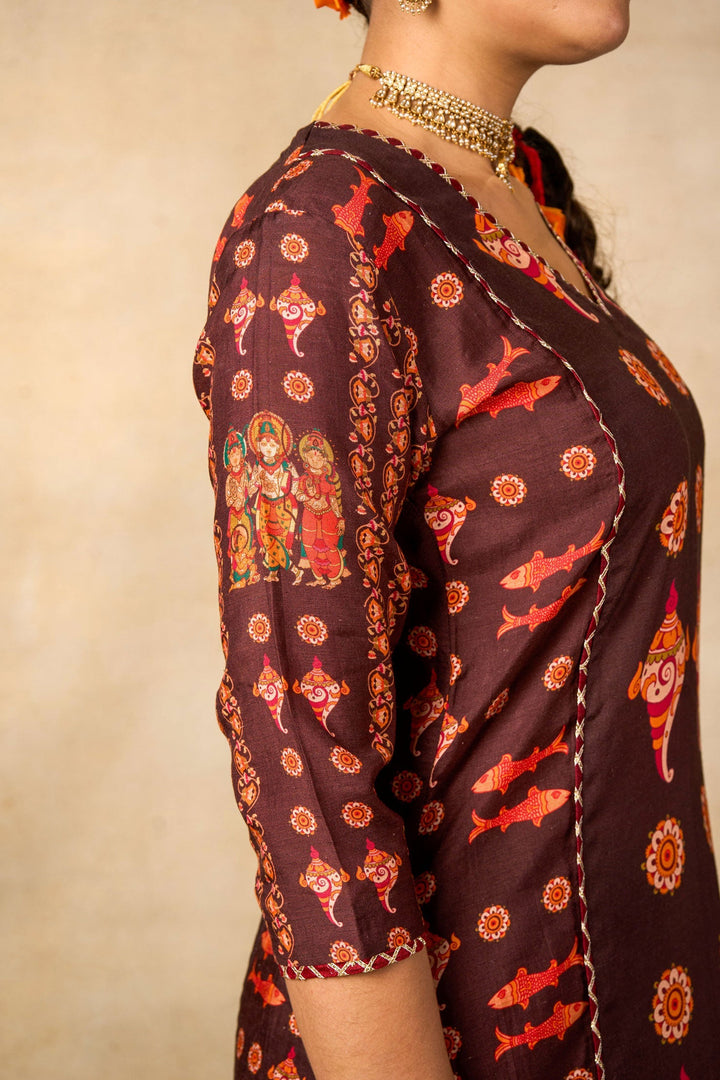 Samudra sutra coffee set of 2 ( kurta + palazzo ) | SHOBITAM