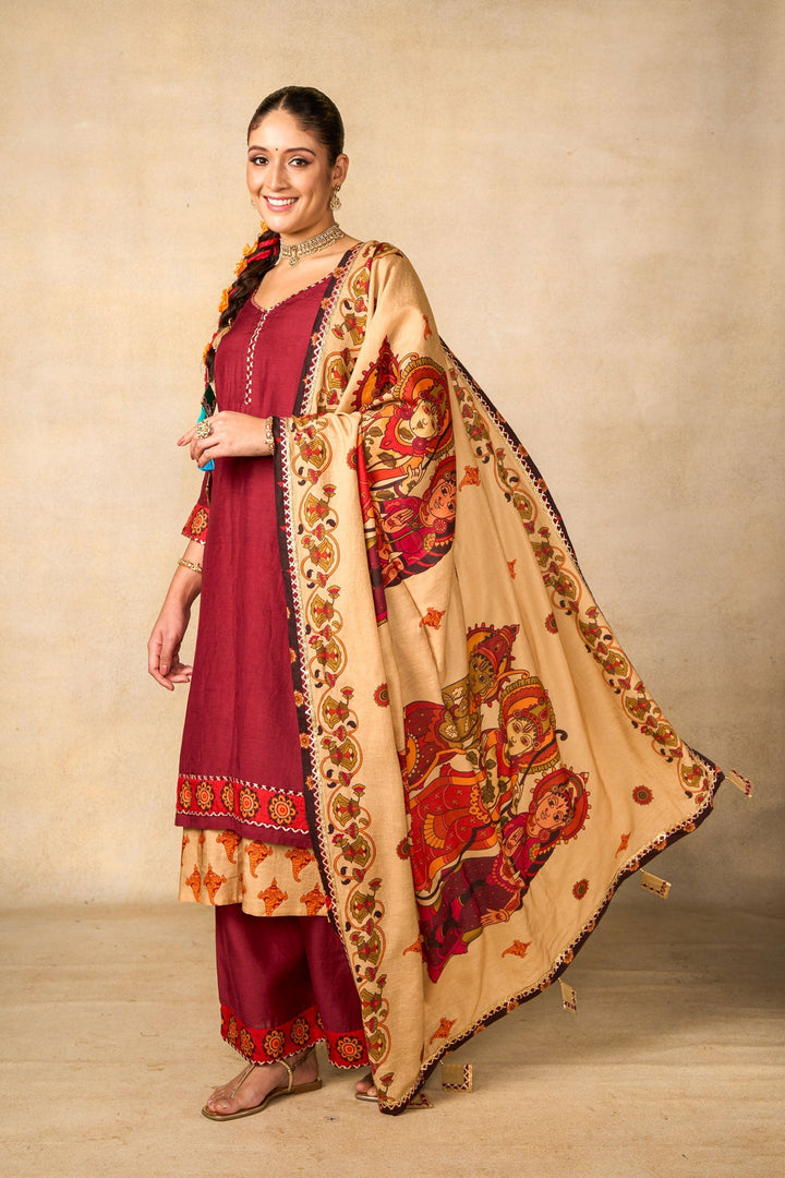 Sita Ram Anant cream dupatta | SHOBITAM