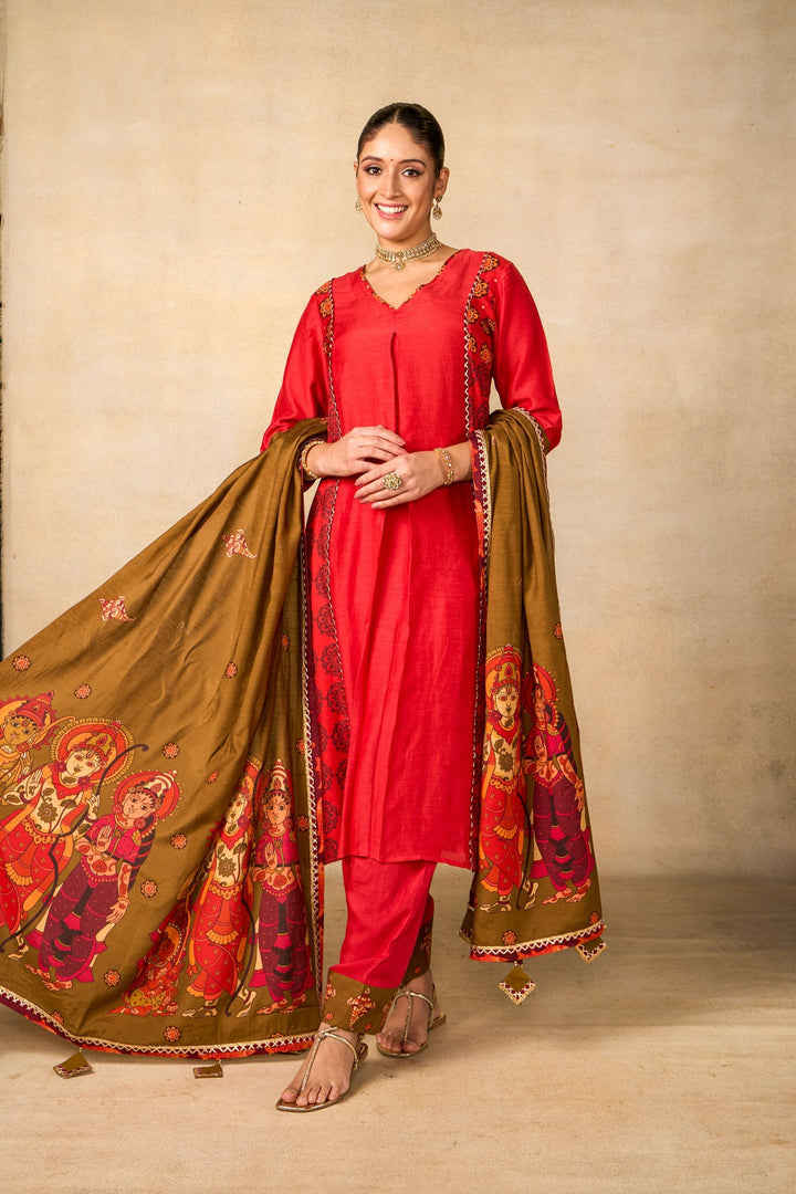 Sita Ram Anant olive dupatta | SHOBITAM