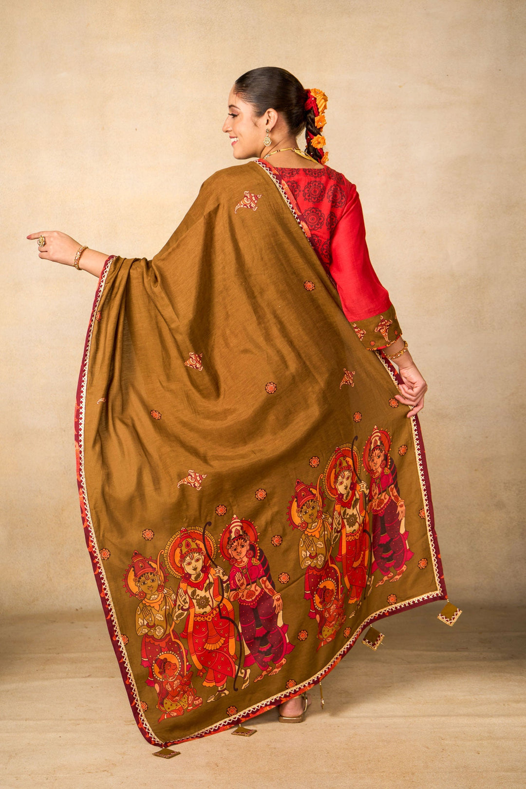 Sita Ram Anant olive dupatta | SHOBITAM