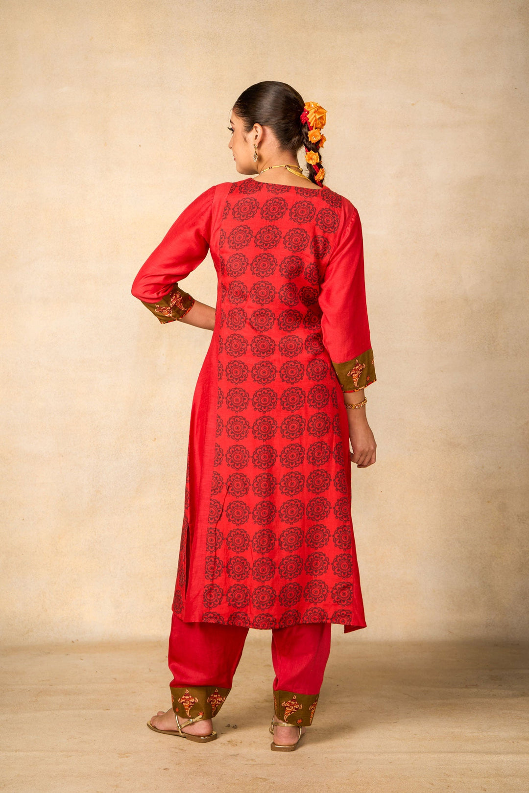 Ayodhya Aabha Red set of 2 ( kurta + salwar ) | SHOBITAM